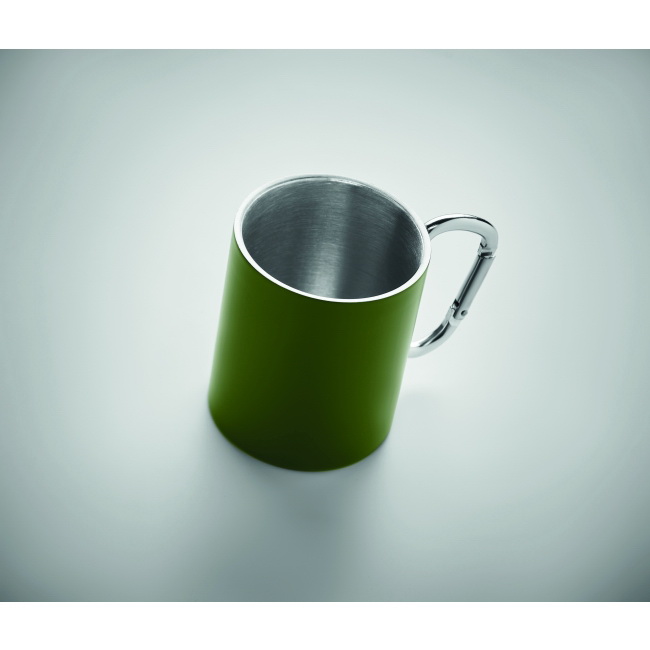 Kubek stalowy 300 ml z karabińczykiem, ciemnozielony