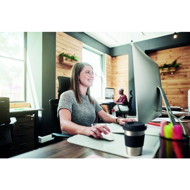 Kubek stalowy 350 ml, czarny z silikonową pokrywką