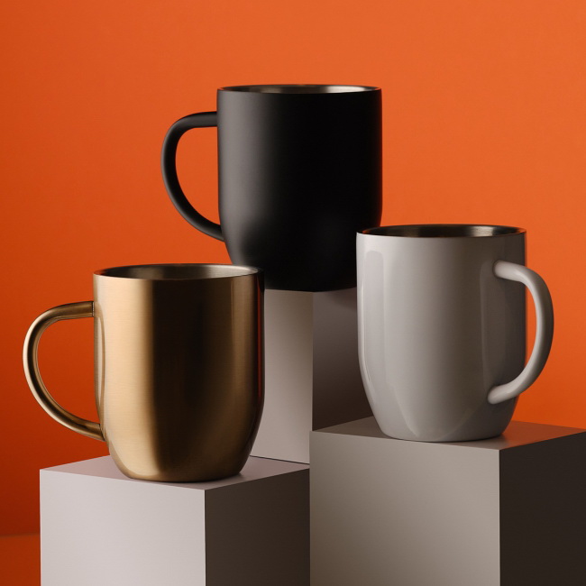 Kubek stalowy Day 350 ml, biały, podwójne ścianki