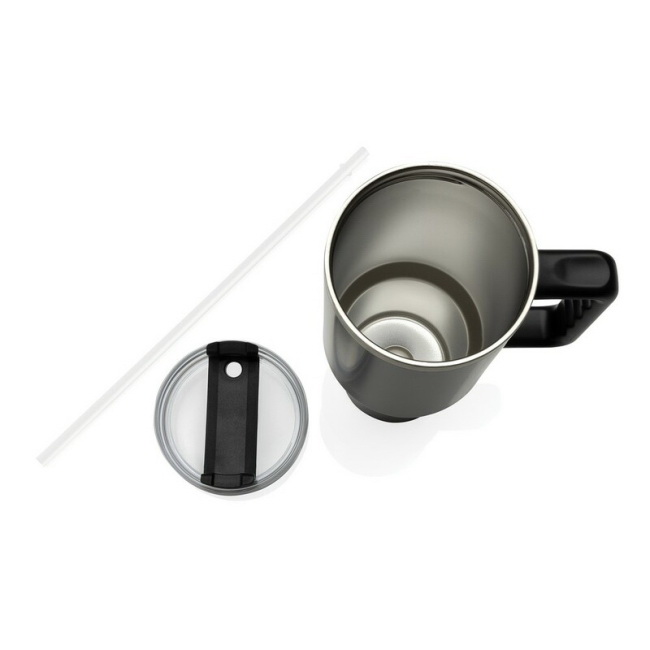 Kubek termiczny 1200 ml, uchwyt, czarny, recykling