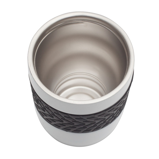 Kubek termiczny 200 ml, biały, stal 18/8 z przyssawką