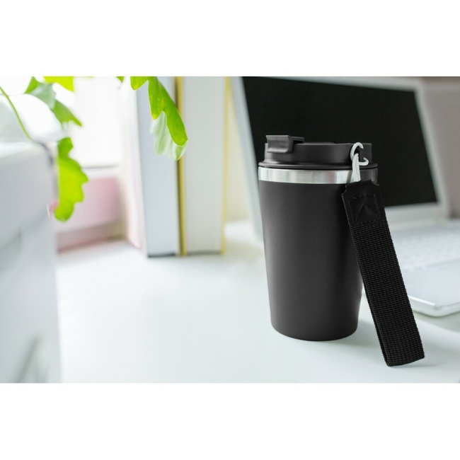 Kubek termiczny 350 ml czarny, stal z recyklingu