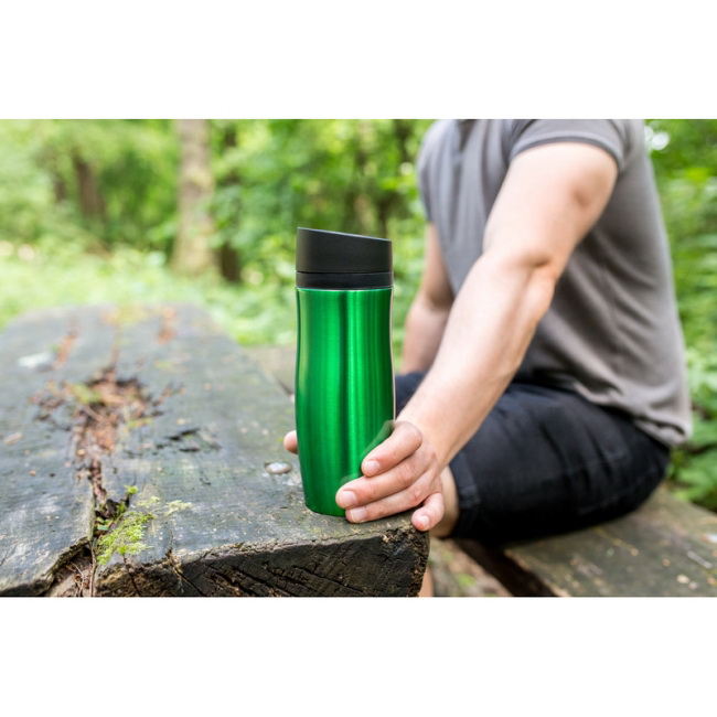 Kubek termiczny 375 ml granatowy z rączką, stal