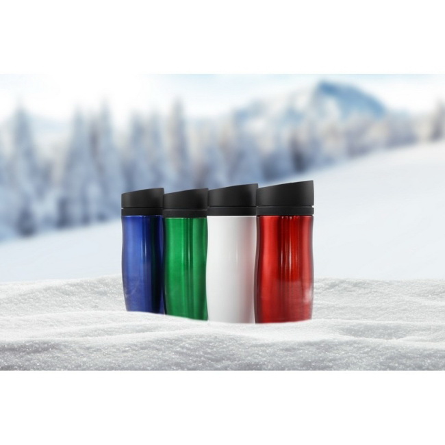 Kubek termiczny 375 ml z uchem, biały, stal nierdzewna