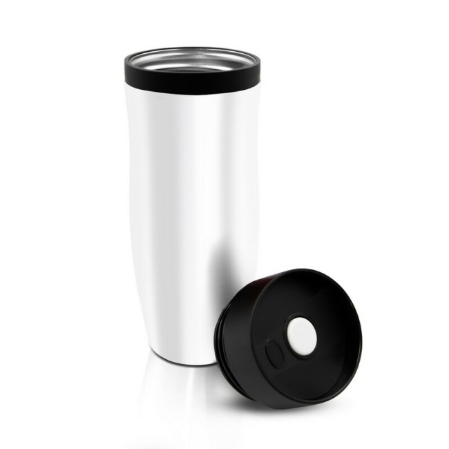 Kubek termiczny 375 ml z uchem, biały, stal nierdzewna