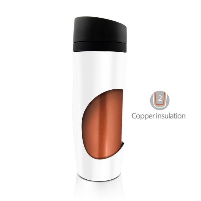 Kubek termiczny 375 ml z uchem, biały, stal nierdzewna