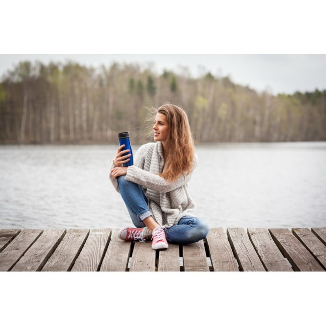 Kubek termiczny 375 ml z uchem, biały, stal nierdzewna