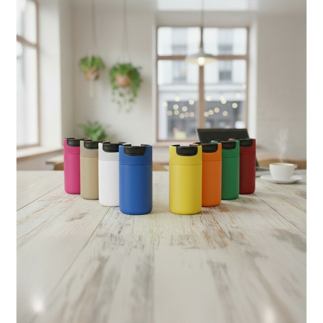 Kubek termiczny 400 ml Raylee z uchwytem – żółty