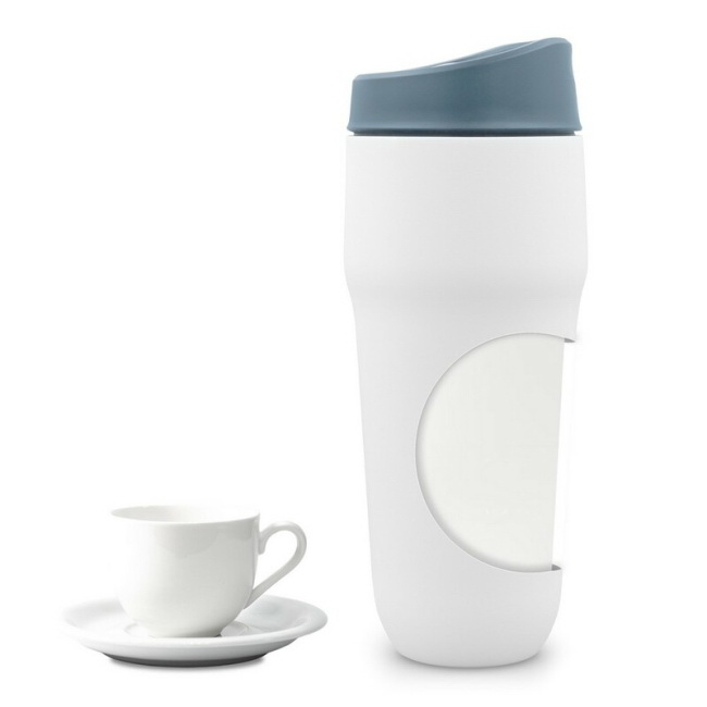 Kubek termiczny 400 ml, stal/ceramika, biały mat