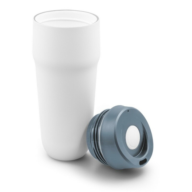 Kubek termiczny 400 ml, stal/ceramika, biały mat