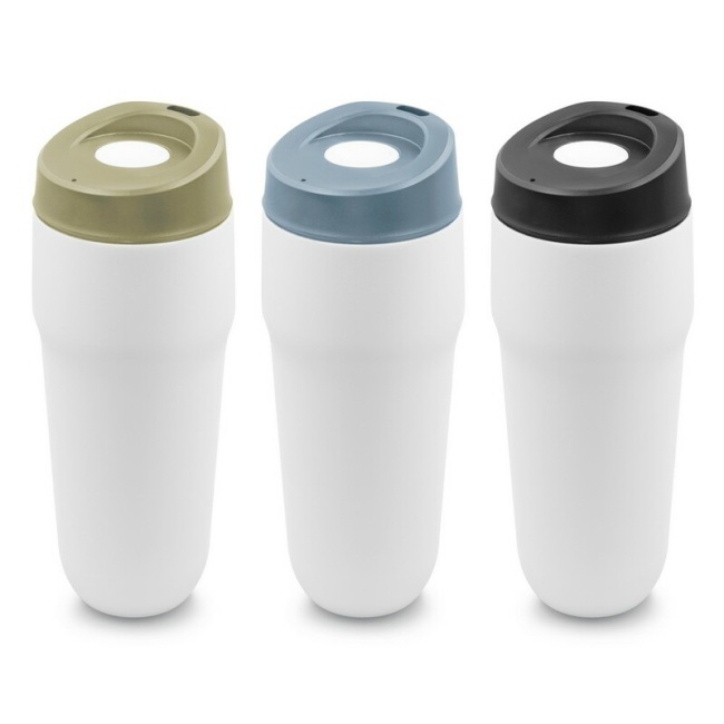 Kubek termiczny 400 ml, stal/ceramika, biały mat