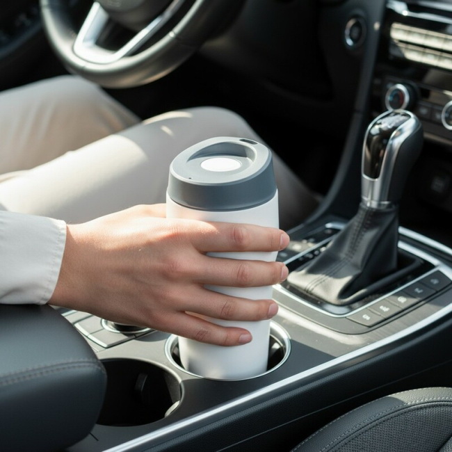 Kubek termiczny 400 ml, stal/ceramika, biały mat