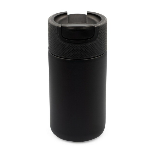 Kubek termiczny 400 ml z ceramiką, czarny z uchem