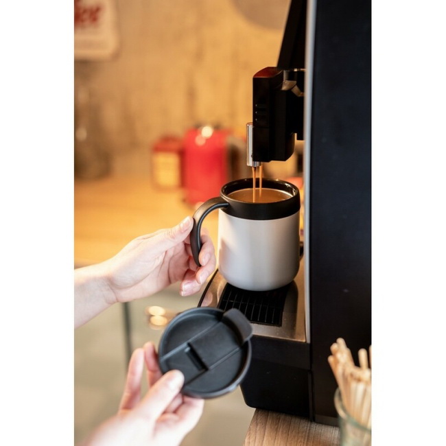 Kubek termiczny 400 ml z uchem biały, stal nierdzewna