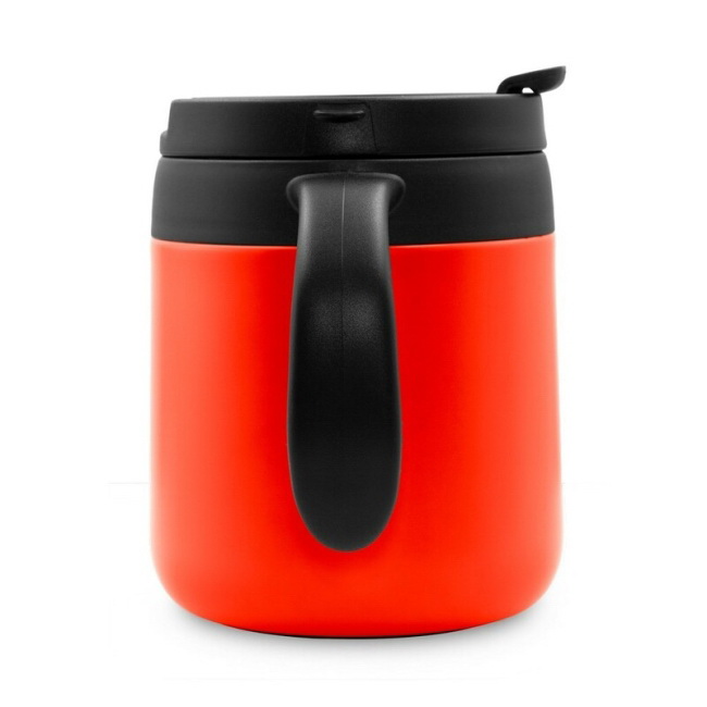 Kubek termiczny 400 ml z uchem, stal, czerwony, z logo