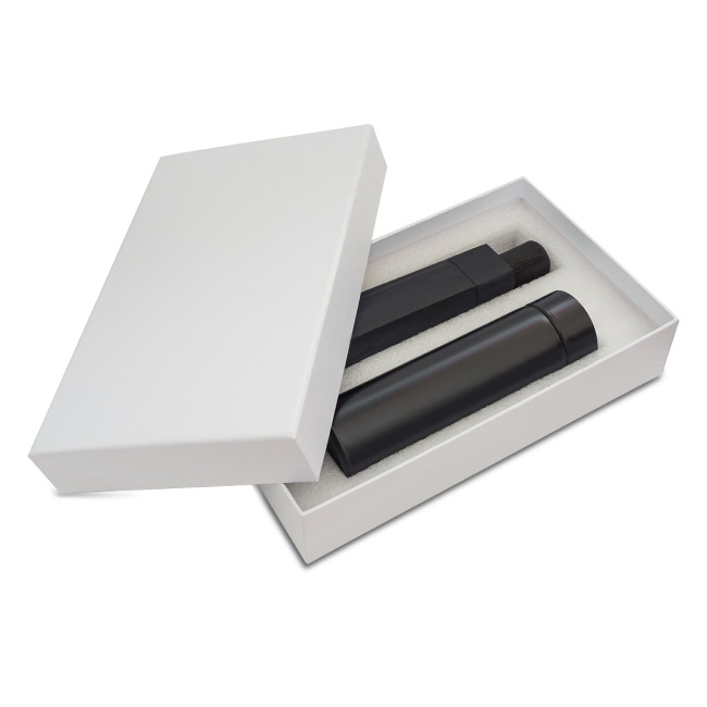 Kubek termiczny 450 ml z grawerem + czarny parasol