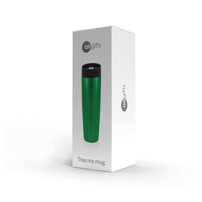 Kubek termiczny 500 ml z uchem, zielony, stal, z logo