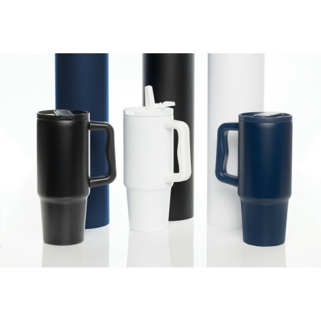 Kubek termiczny 900 ml granatowy stalowy z uchwytem