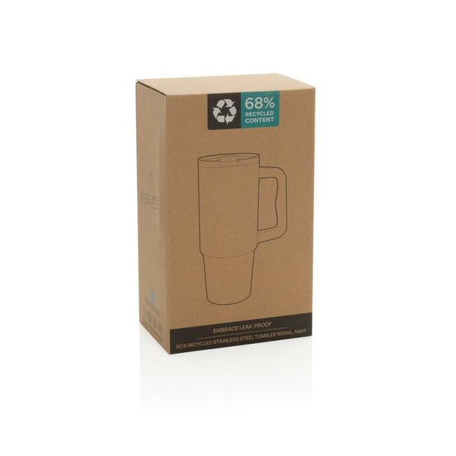 Kubek termiczny 900 ml granatowy stalowy z uchwytem