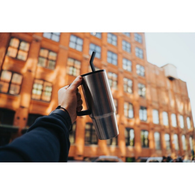 Kubek termiczny 900 ml srebrny, stal z recyklingu