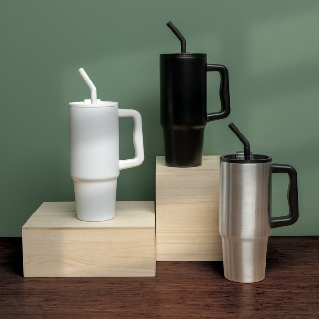 Kubek termiczny 900 ml srebrny, stal z recyklingu