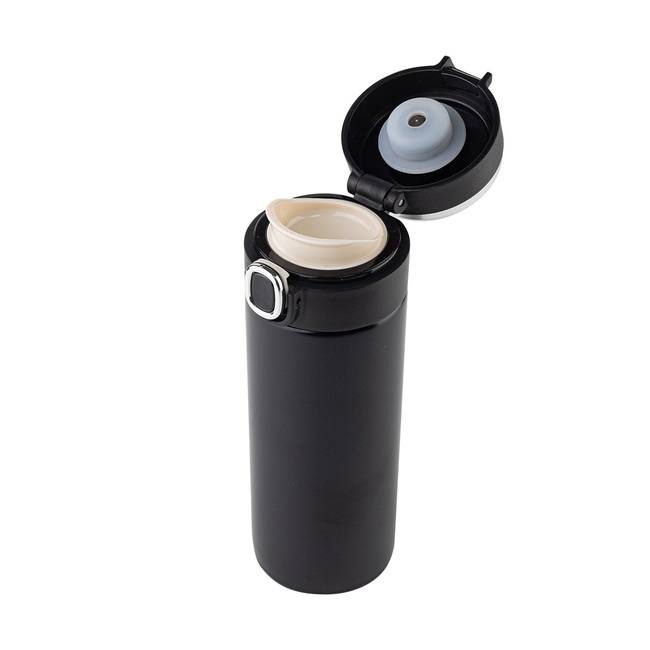 Kubek termiczny LED 420 ml, stal czarna pod nadruk