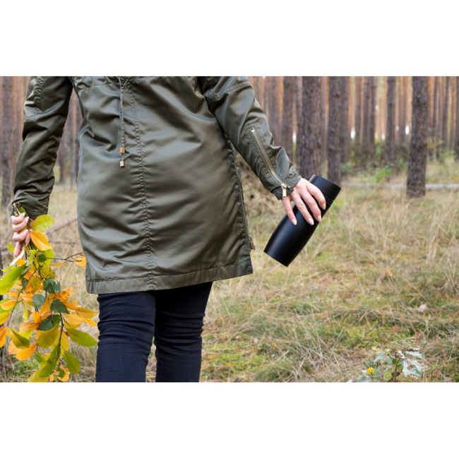 Kubek termiczny Mary 375 ml stal 18/8 czarny z uchem