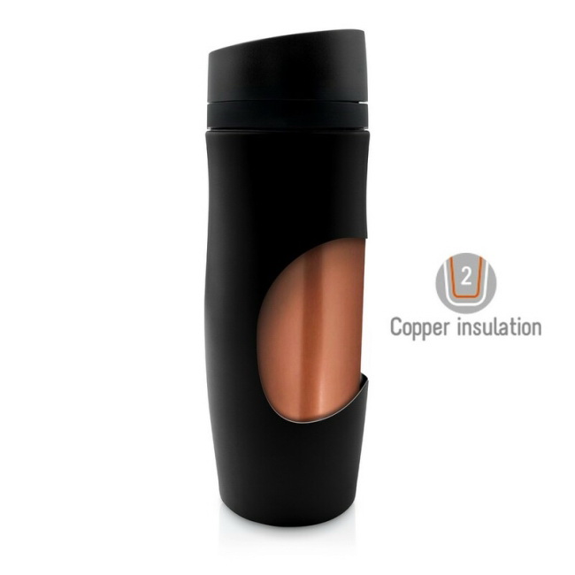 Kubek termiczny Mary 375 ml stal 18/8 czarny z uchem