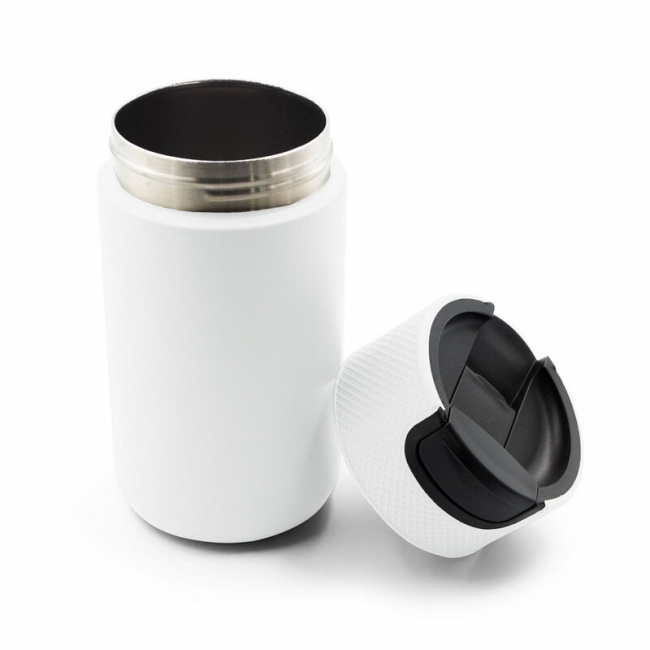 Kubek termiczny Raylee 400 ml biały, stal 18/8