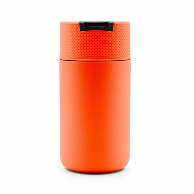 Kubek termiczny reklamowy 400 ml, stal, pomarańcz