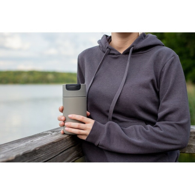 Kubek termiczny reklamowy 400 ml, stal, pomarańcz