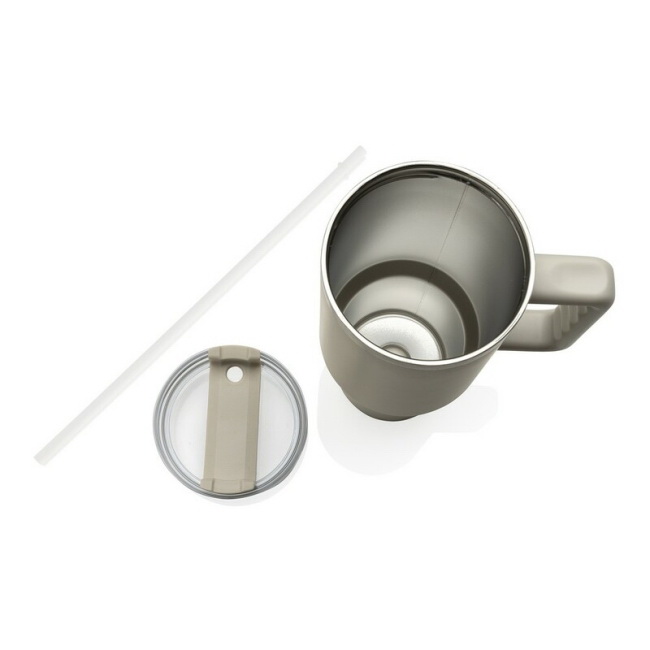 Kubek termiczny Stadley 1200 ml, stal, szary z uchem