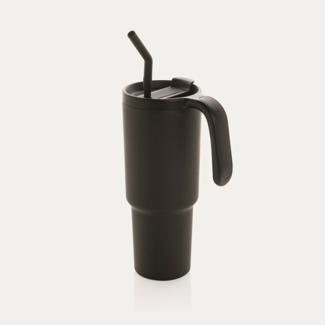 Kubek termiczny stal nierdzewna 900 ml z uchem, czarny
