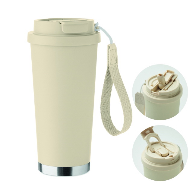 Kubek termiczny Topaz Large 500 ml beżowy z uchwytem