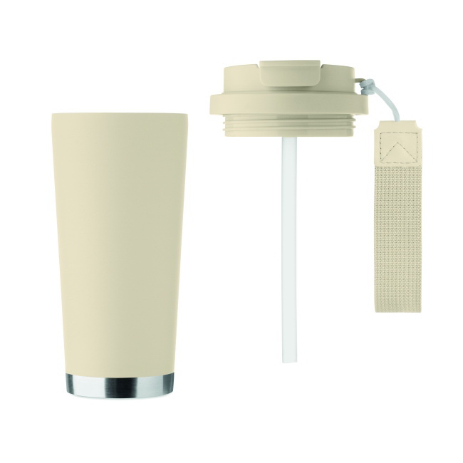 Kubek termiczny Topaz Large 500 ml beżowy z uchwytem