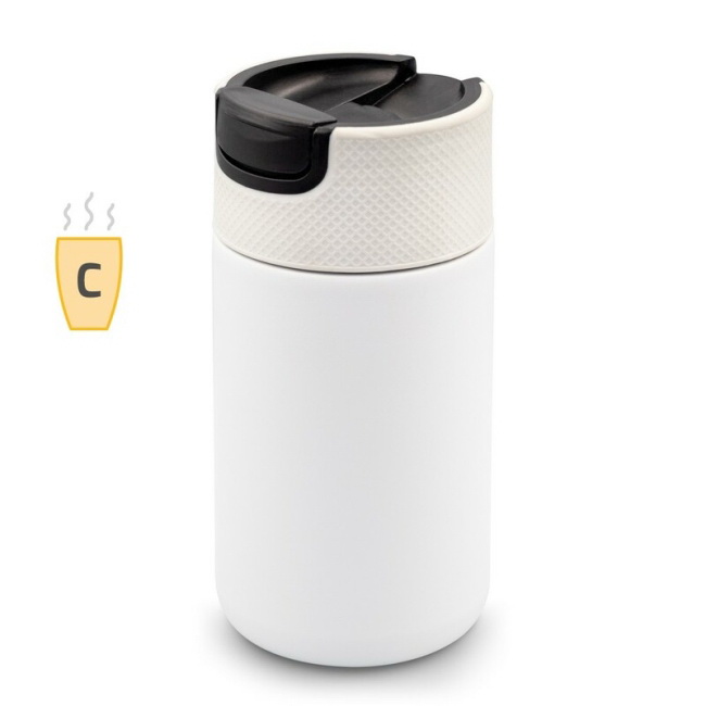 Kubek termiczny z uchem 400 ml, biały mat, ceramika