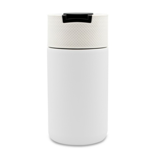Kubek termiczny z uchem 400 ml, biały mat, ceramika