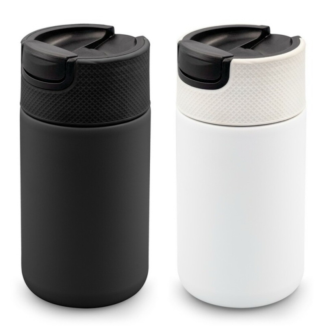 Kubek termiczny z uchem 400 ml, biały mat, ceramika