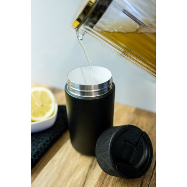 Kubek termiczny z uchem 400 ml, biały mat, ceramika