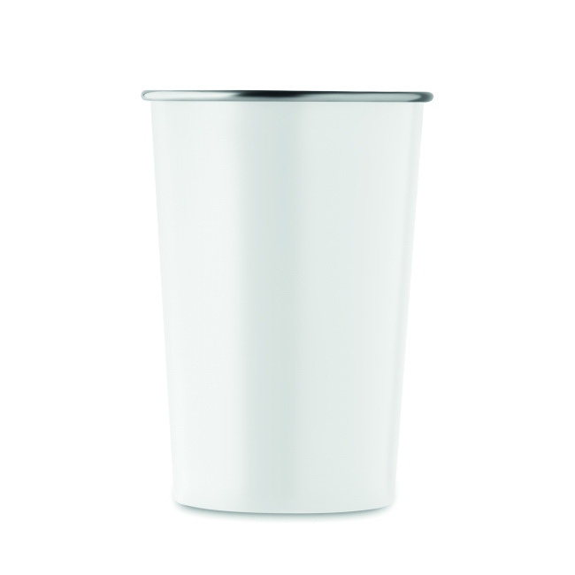 Kubek ze stali 350 ml, biały – logo firmy