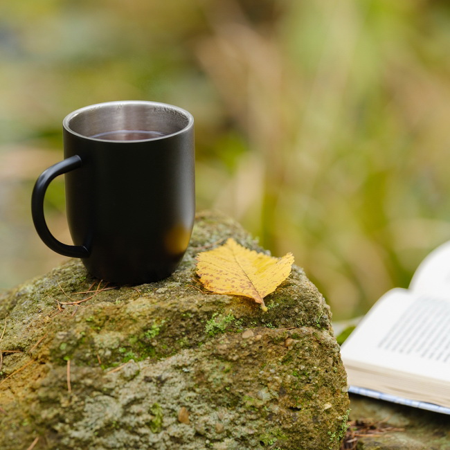 Night Goody kubek stalowy 350 ml czarny z nadrukiem