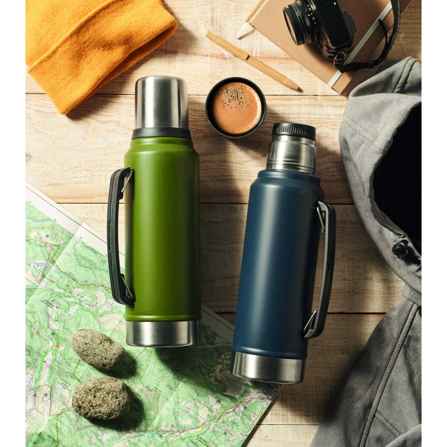 Nyima 1 L – zielony termos stalowy z uchwytem