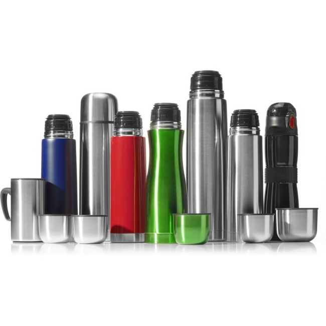 Srebrny termos stalowy 500 ml z logo leakproof