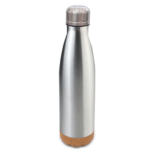 Stal 18/8 – butelka termiczna 500 ml z korkiem, nadruk logo