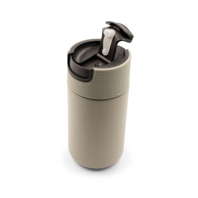 Stal nierdz. kubek termiczny 400ml, szary, logo