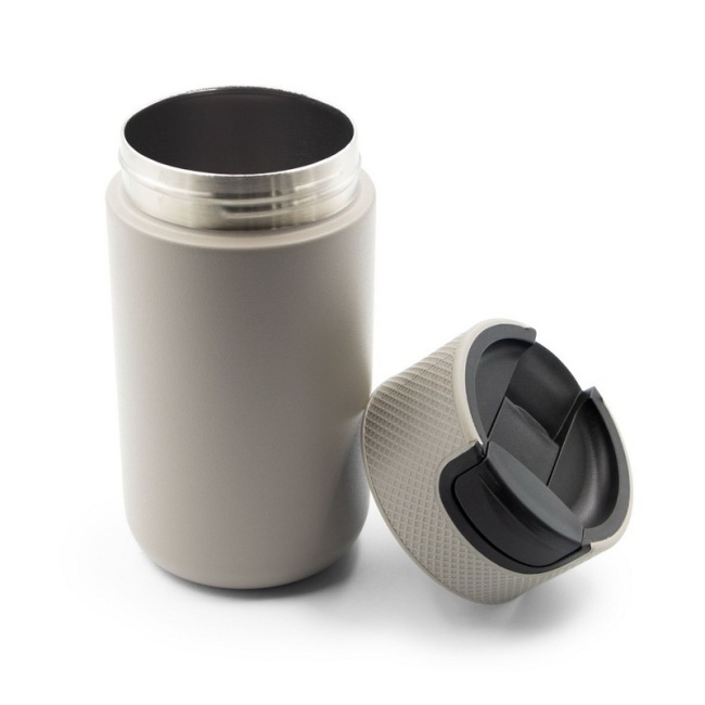 Stal nierdz. kubek termiczny 400ml, szary, logo