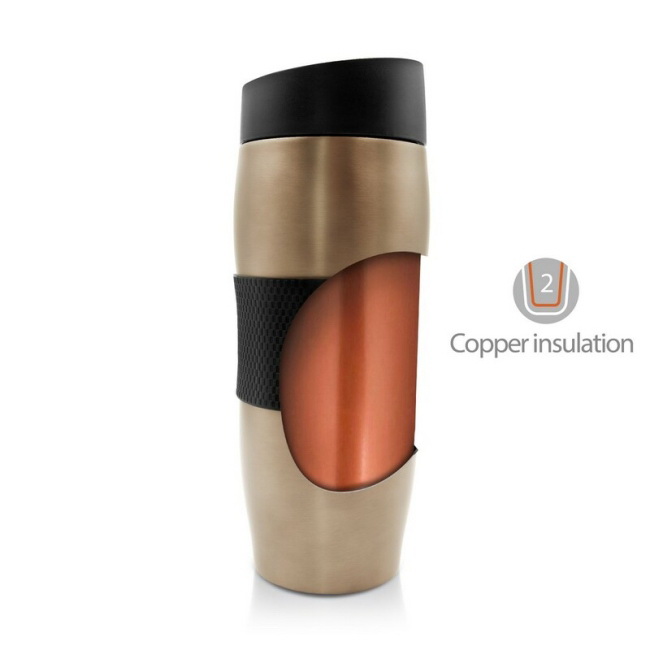 Stalowy kubek termiczny 375 ml z uchwytem, brąz