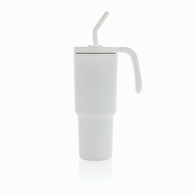 Stalowy kubek termiczny 900 ml, biały z uchem