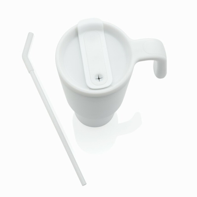 Stalowy kubek termiczny 900 ml, biały z uchem