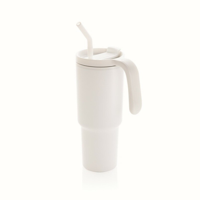 Stalowy kubek termiczny 900 ml, biały z uchem